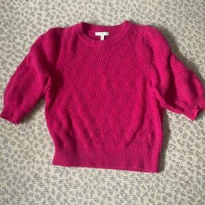 Joie XS sweater. Hot pink puffed sleeves